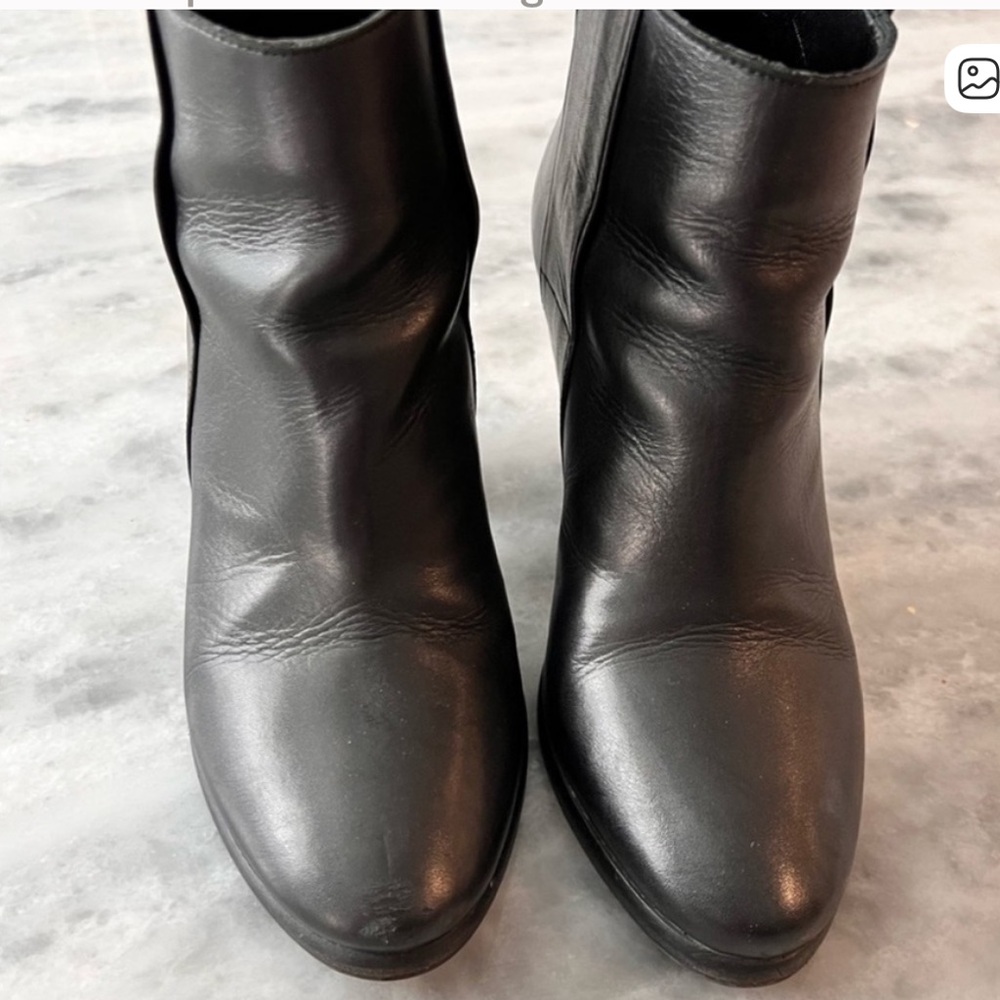 All Saints Sleek Black Leather Ankle Boots 8 - Picture 5 of 7